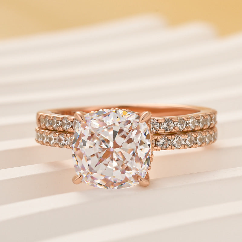 Louily Classic 3.0 Carat Cushion Cut White Sapphire Wedding Set In Sterling Silver - louilyjewelry