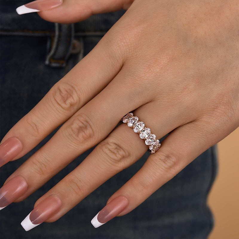 Louily Eternity Oval Cut Wedding Band For Women In Sterling Silver - louilyjewelry