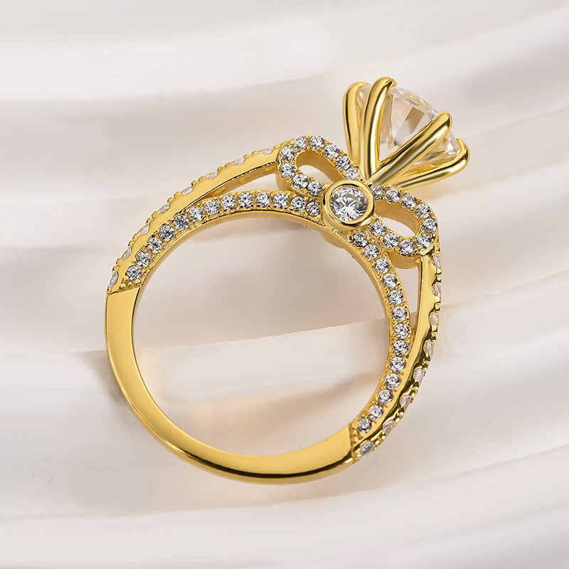 Louily Moissanite Bow Base Design 2.0 Carat Engagement Ring - louilyjewelry