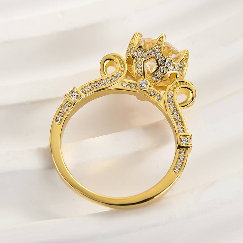 Louily Yellow Gold Moissanite 2.0 Carat Engagement Ring For Women - louilyjewelry