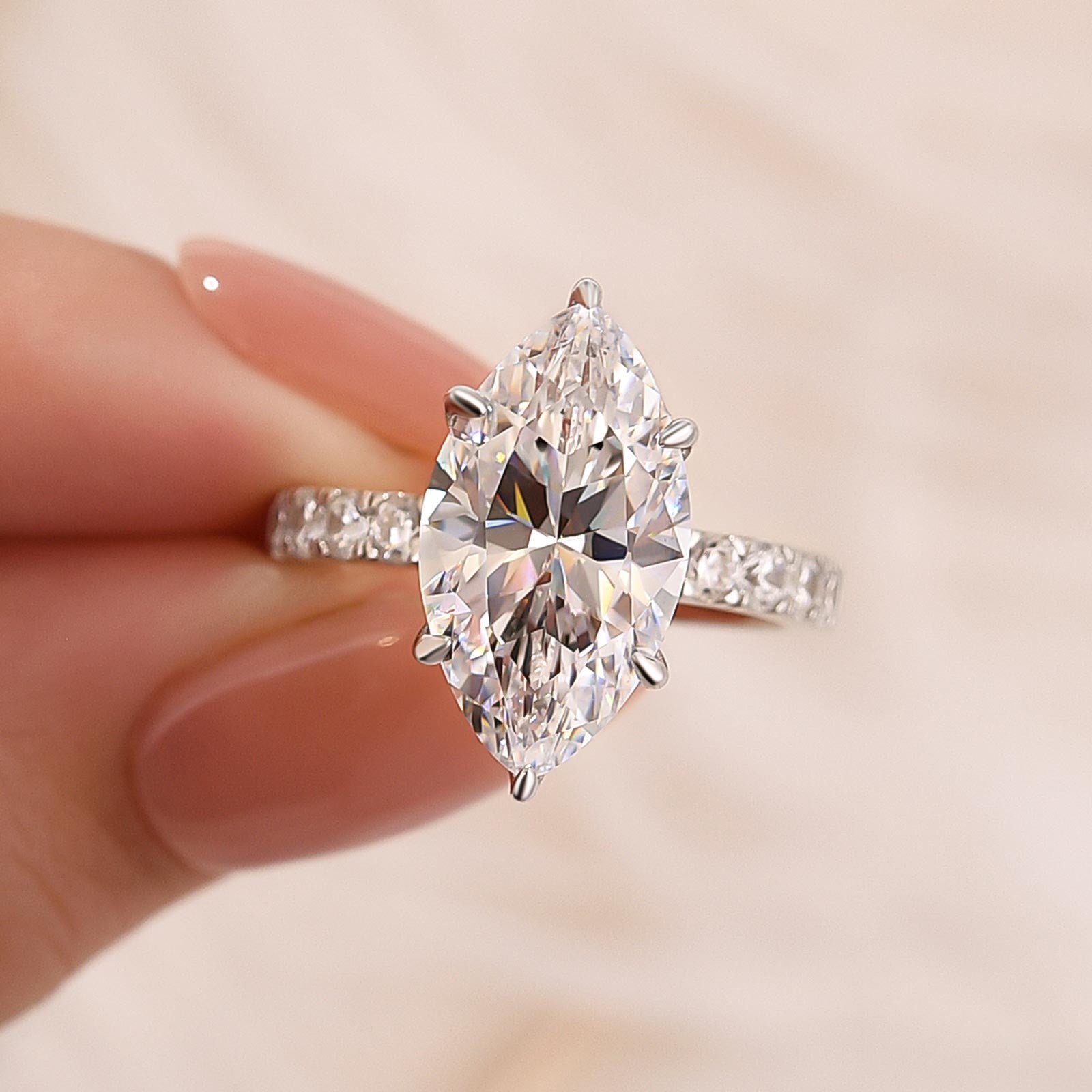 4.5Ct Marquise Cut Engagement Ring Travel Ring In Sterling Silver