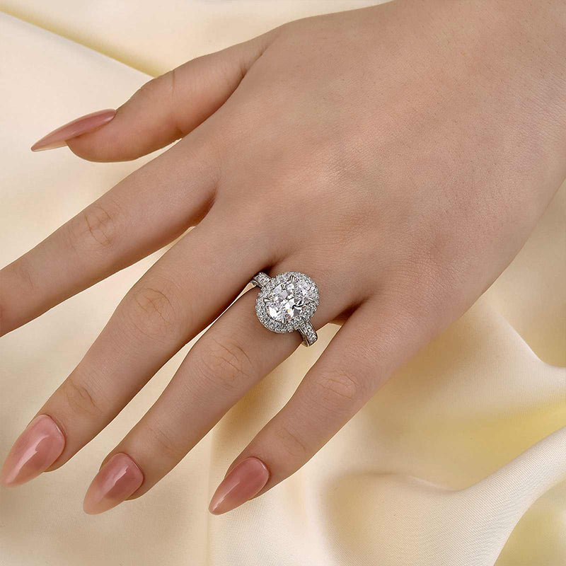 Louily Beautiful 3.0 Carat Double Halo Oval Cut White Gold Engagement Ring - louilyjewelry