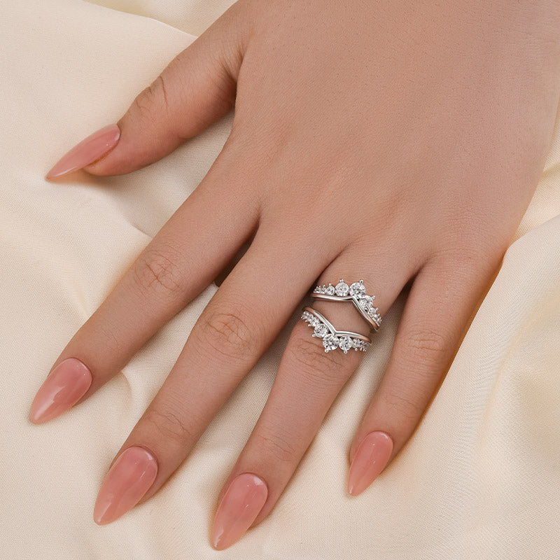 Louily Fashion Round Cut Jacket Wedding Band For Women In Sterling Silver - louilyjewelry