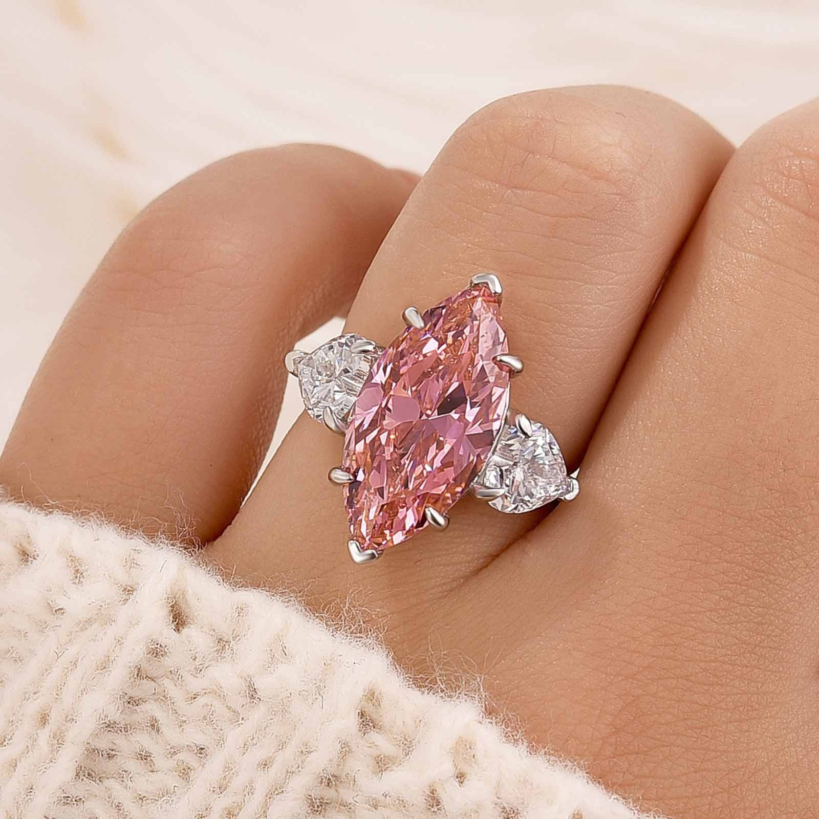 6.0Ct Marquise Cut Three Stone Engagement Ring In Sterling Silver