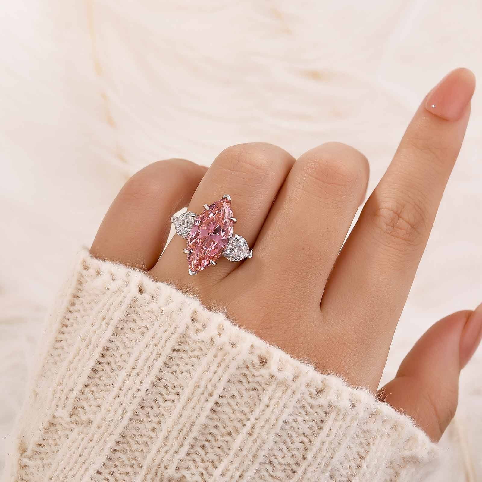 6.0Ct Marquise Cut Three Stone Engagement Ring In Sterling Silver