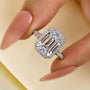 Louily Classic Halo Emerald Cut Engagement Ring For Women - louilyjewelry