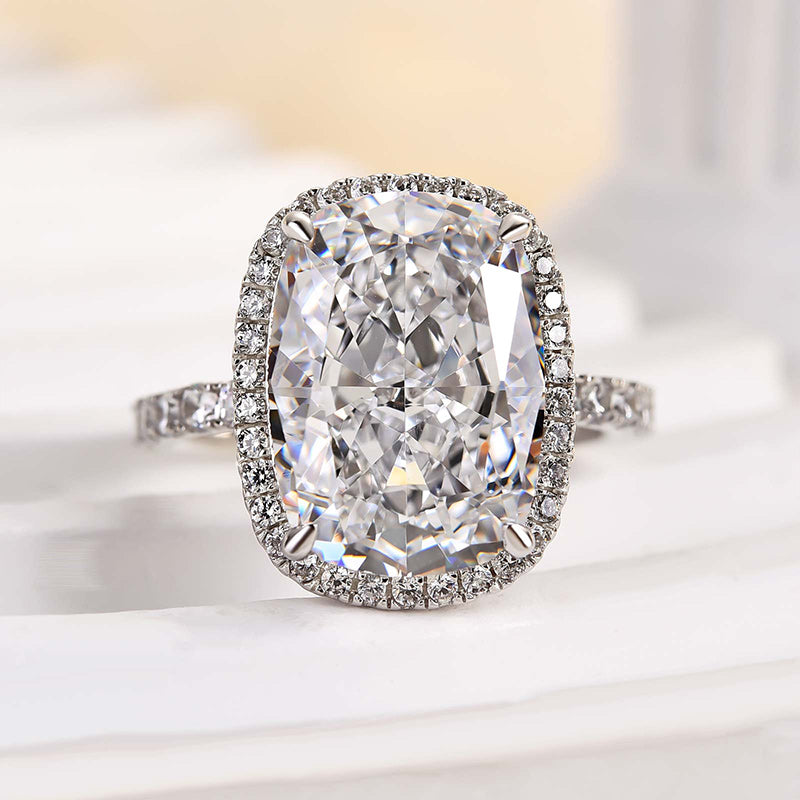 Louily Gorgeous Halo Crushed Ice Cushion Cut Engagement Ring - louilyjewelry