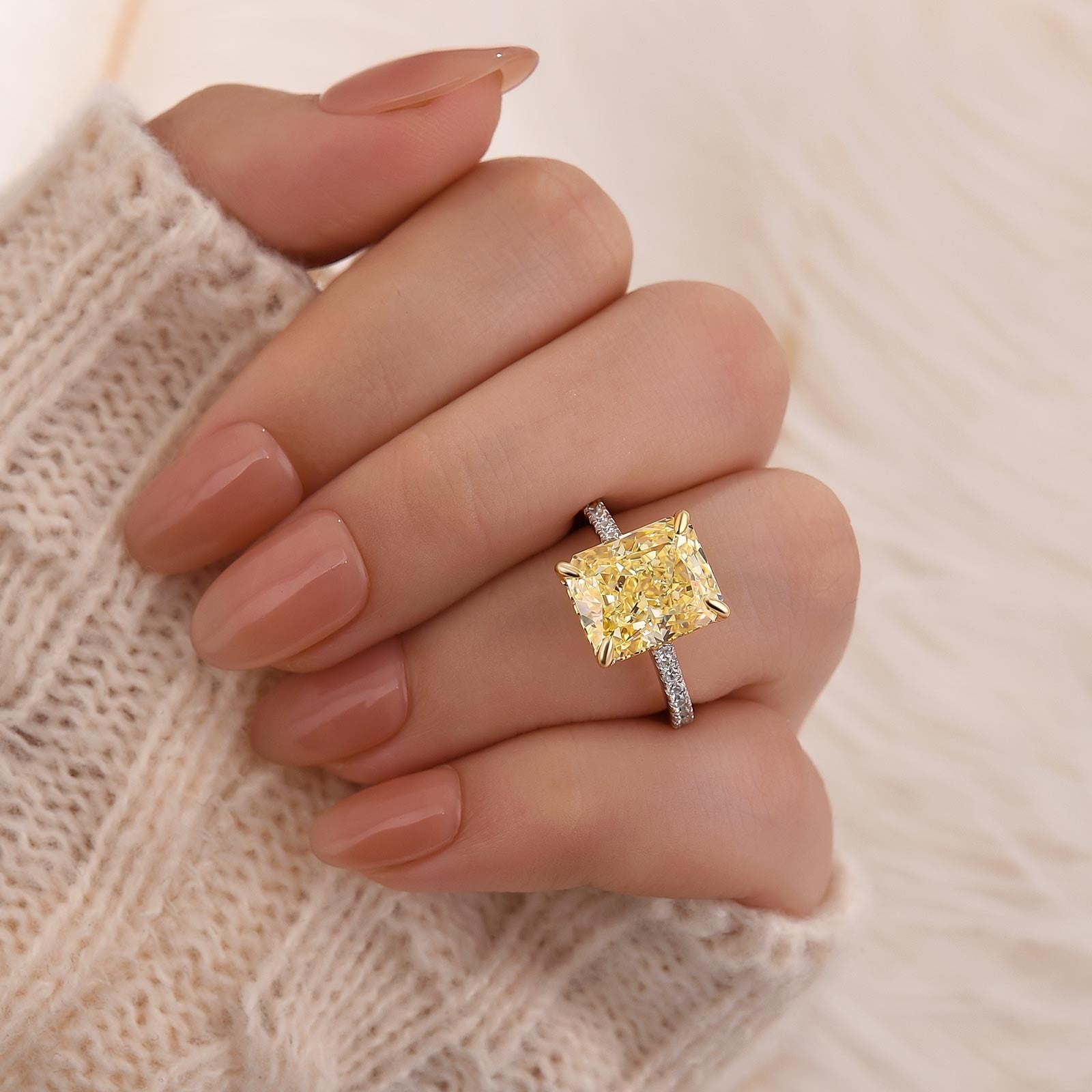 5.0Ct Radiant Cut Engagement Ring Travel Ring In Sterling Silver