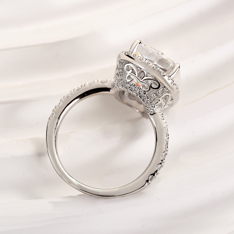 Louily Gorgeous Halo Crushed Ice Cushion Cut Engagement Ring - louilyjewelry