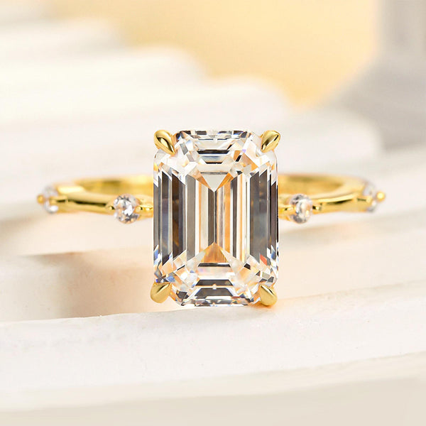 Louily Unique Emerald Cut Engagement Ring For Women