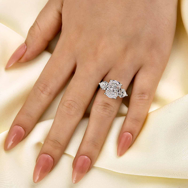 Louily Luxury Three stone White Stone Cushion Cut Engagement Ring - louilyjewelry