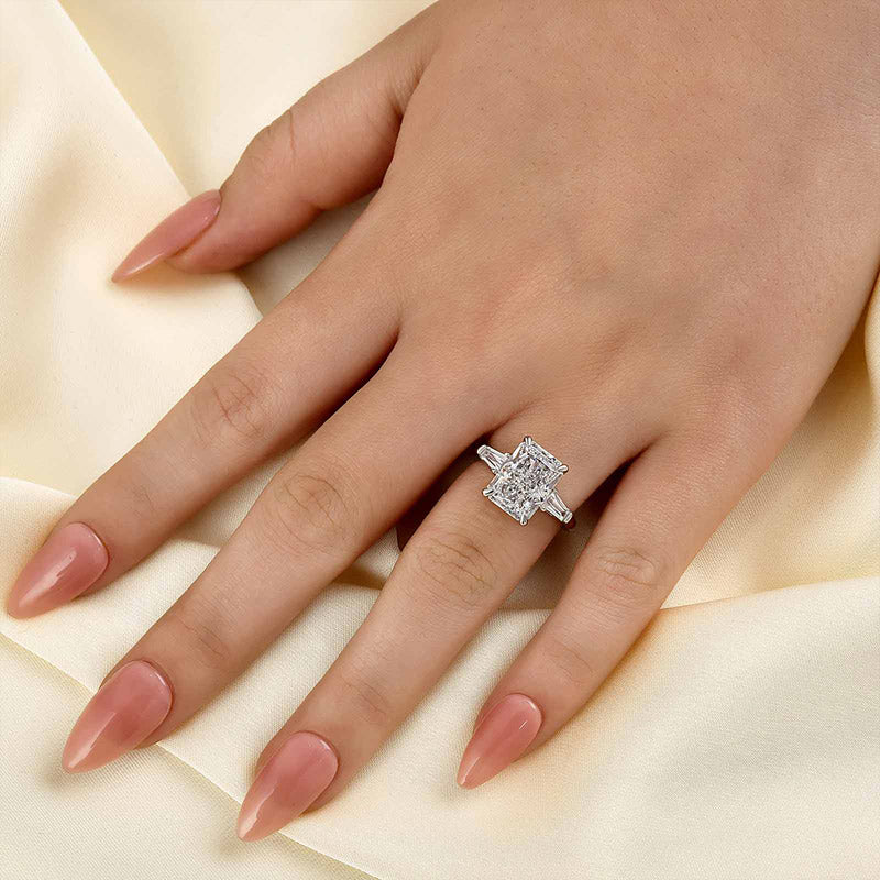 Louily Sparkle Radiant Cut Three Stone Engagement Ring - louilyjewelry