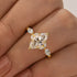 Moissanite 2.0Ct Marquise Stone with Two Designd Side Stone White Gold Engagement Ring - louilyjewelry