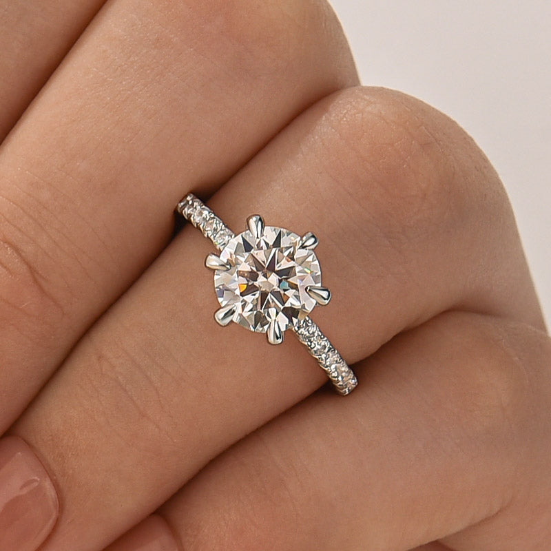 Louily 2.0~4.0 Carat Moissanite 6 Prong Round Cut Engagement Ring