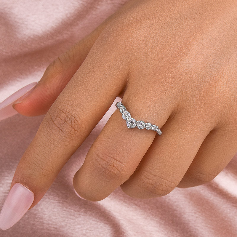 Louily Moissanite Curved Design Thin Stacking Wedding Ring In Sterling Silver - louilyjewelry