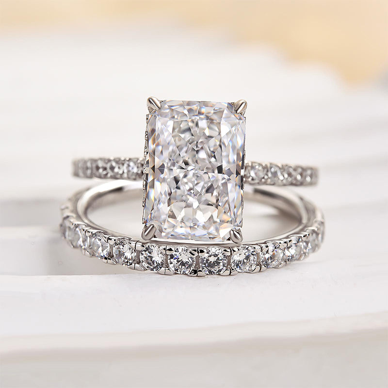Louily 3.5Ct Radiant Cut Wedding Ring Set - louilyjewelry