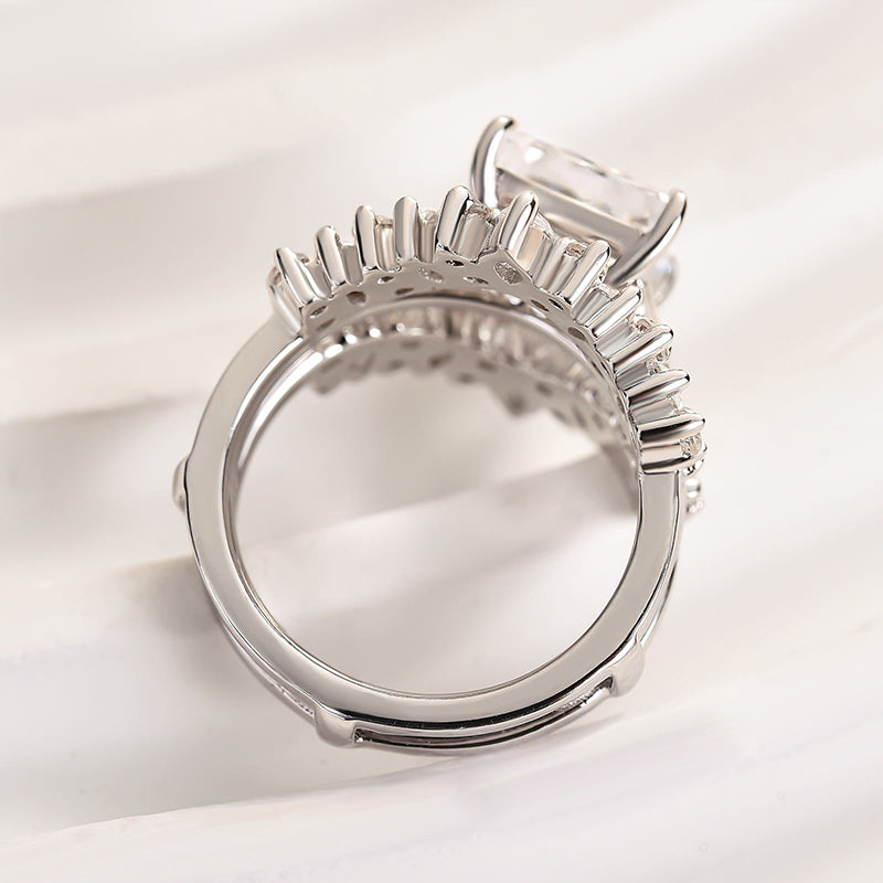 Louily Vintage Square Princess Cut Insert Ring Set For Women - louilyjewelry