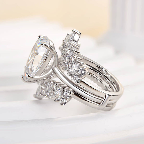 Louily Vintage Pear Cut Insert Ring Set For Women