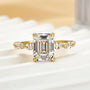 Louily Yellow Gold Emerald Cut Engagement Ring For Women - louilyjewelry