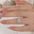 Louily Unique Round Cut White Sapphire Necklace In Sterling Silver - louilyjewelry