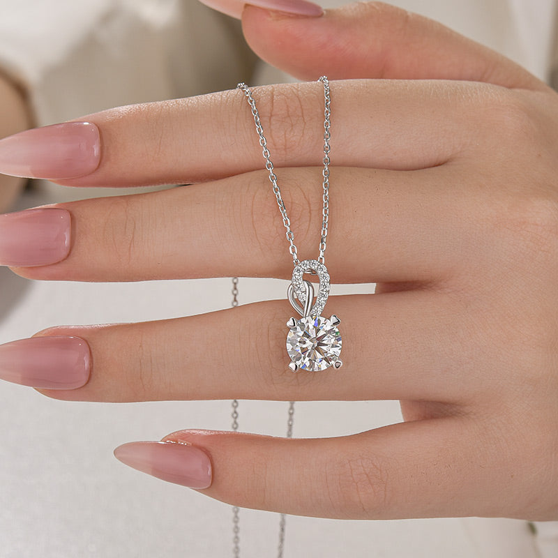 Louily Unique Round Cut White Sapphire Necklace In Sterling Silver - louilyjewelry