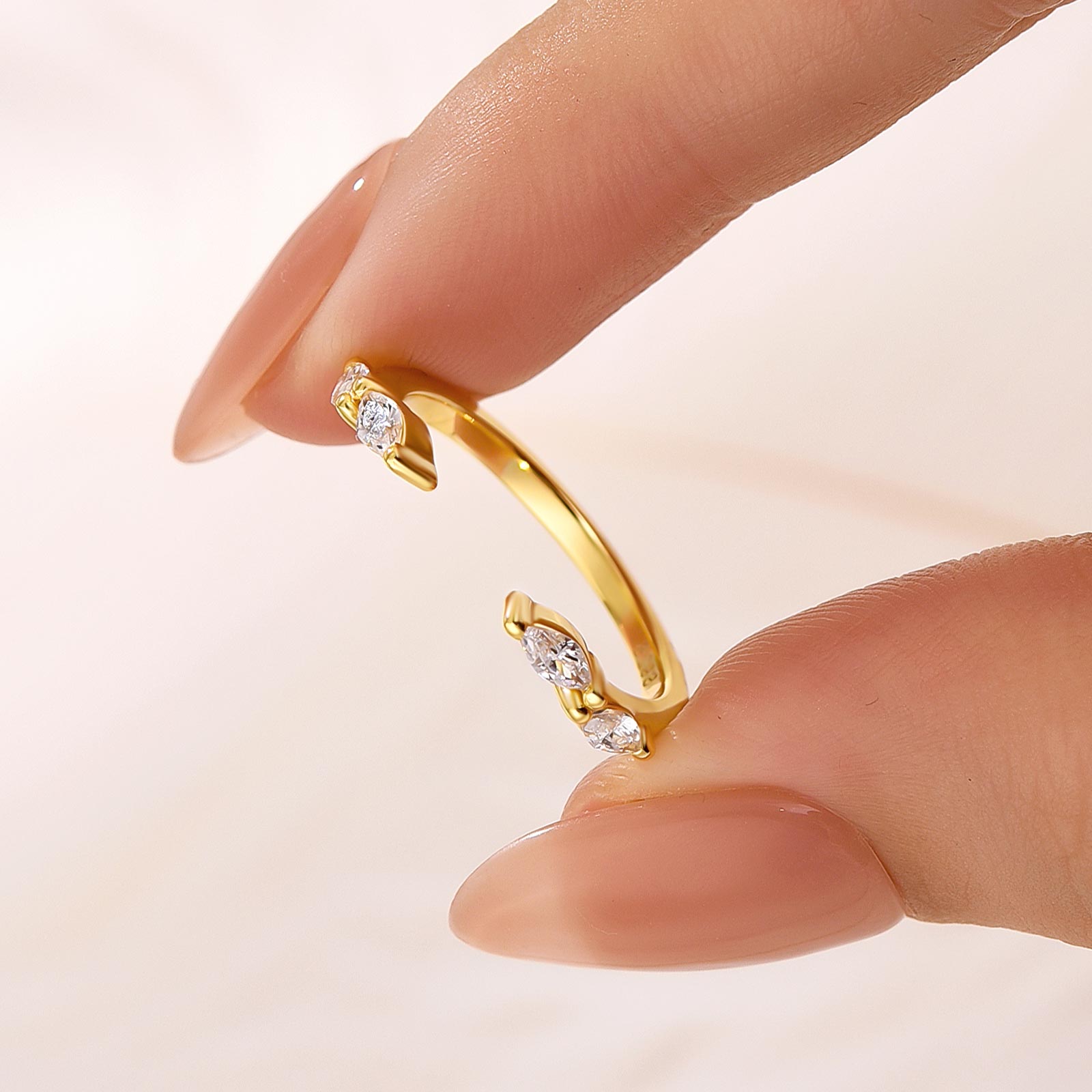 Elegant Marquise Cut Yellow Gold Open Wedding Band