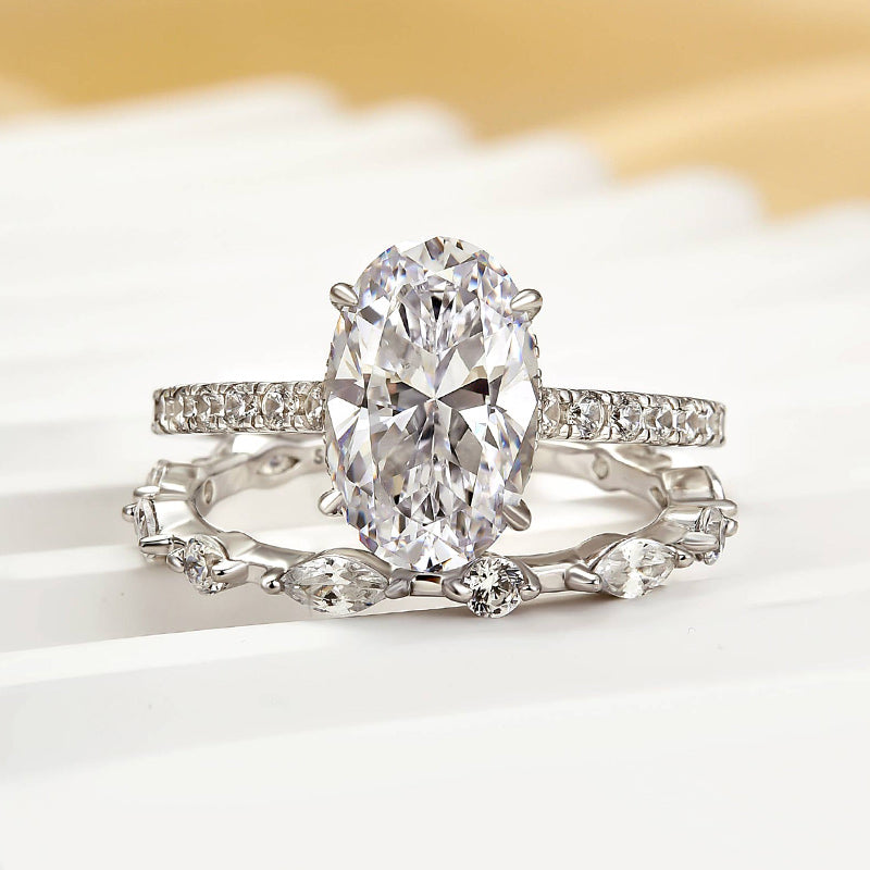 Louily Attractive 2.5Ct Oval Cut Bridal Wedding Ring Set - louilyjewelry