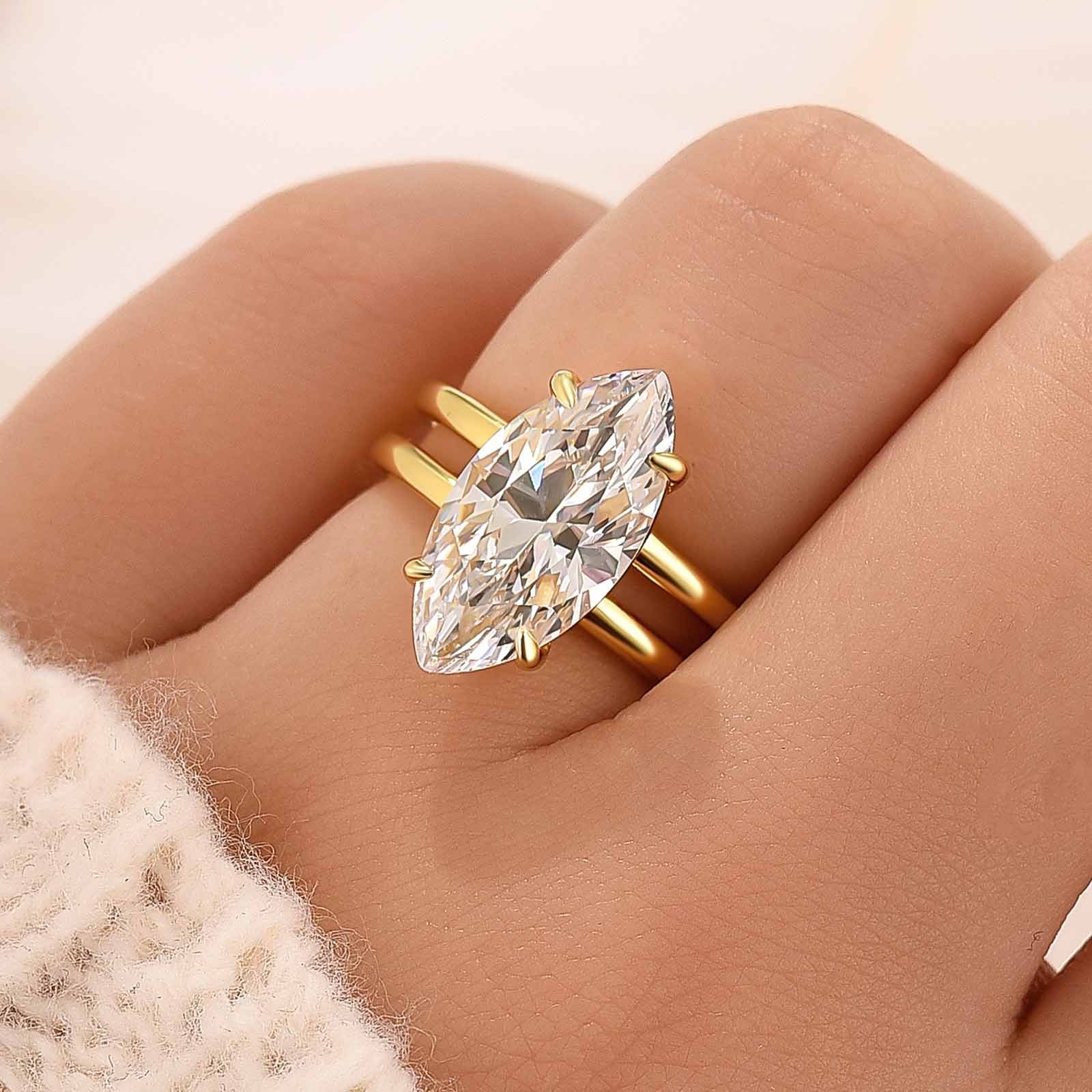 Unique 4.0Ct Marquise Cut Solitaire Engagement Ring Travel Ring
