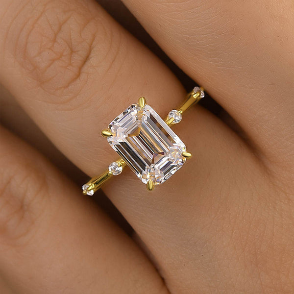 Louily Unique Emerald Cut Engagement Ring For Women