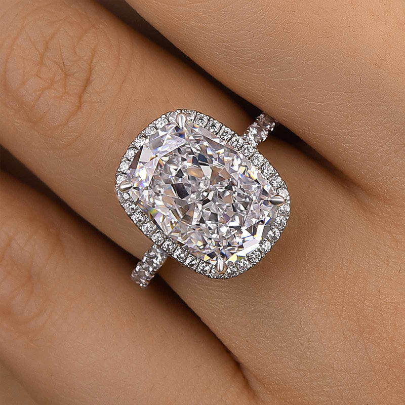 Louily Gorgeous Halo Crushed Ice Cushion Cut Engagement Ring - louilyjewelry