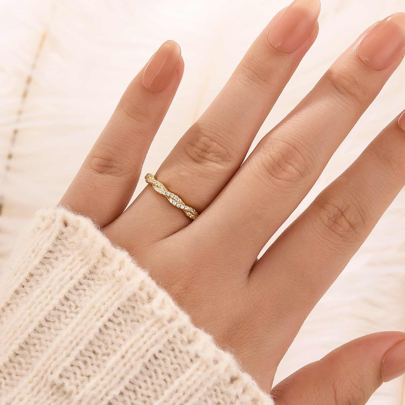 Louily Twist Eternity Pave Wedding Band for Women In Sterling Silver