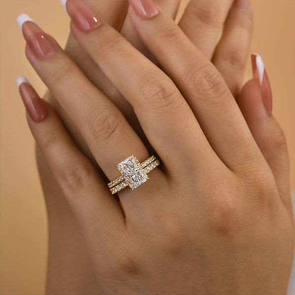 Louily Radiant Cut Wedding Ring Set