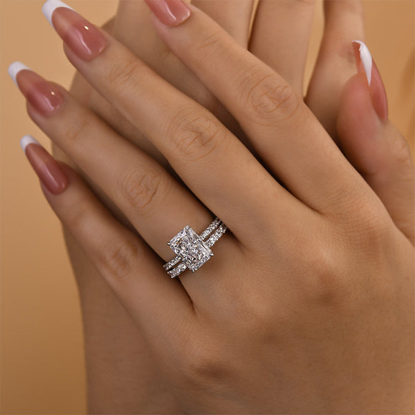 Louily Radiant Cut Wedding Ring Set