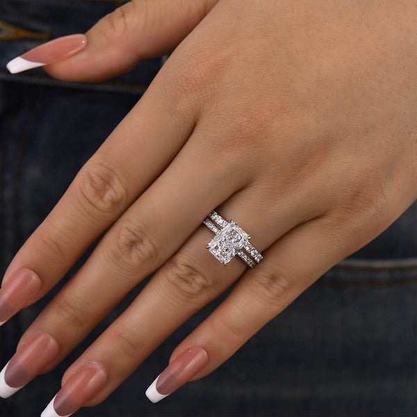 Louily Radiant Cut Wedding Ring Set