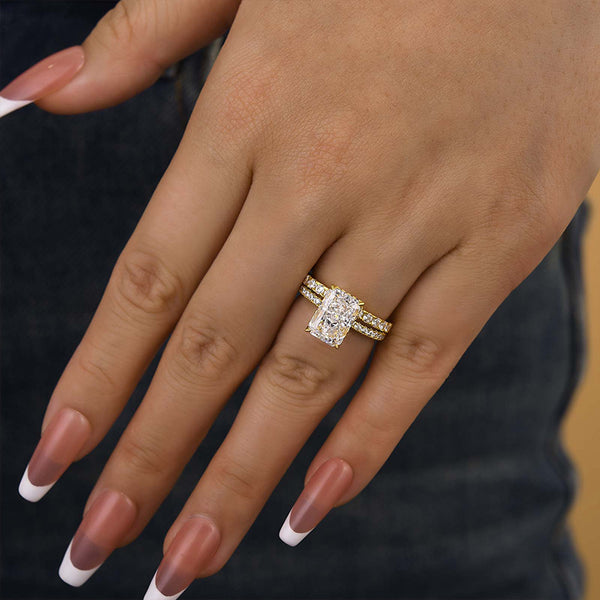 Louily Radiant Cut Wedding Ring Set