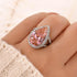 6.5Ct Pear Cut Pink Stone Halo Engagement Ring In Sterling Silver - louilyjewelry