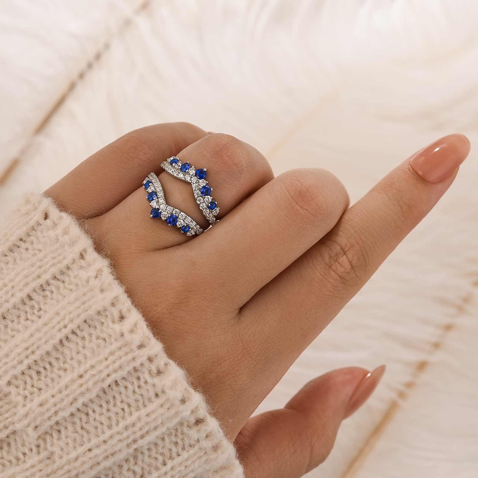 Pavé Full Eternity Blue & White Stone Enhancer Wedding Band