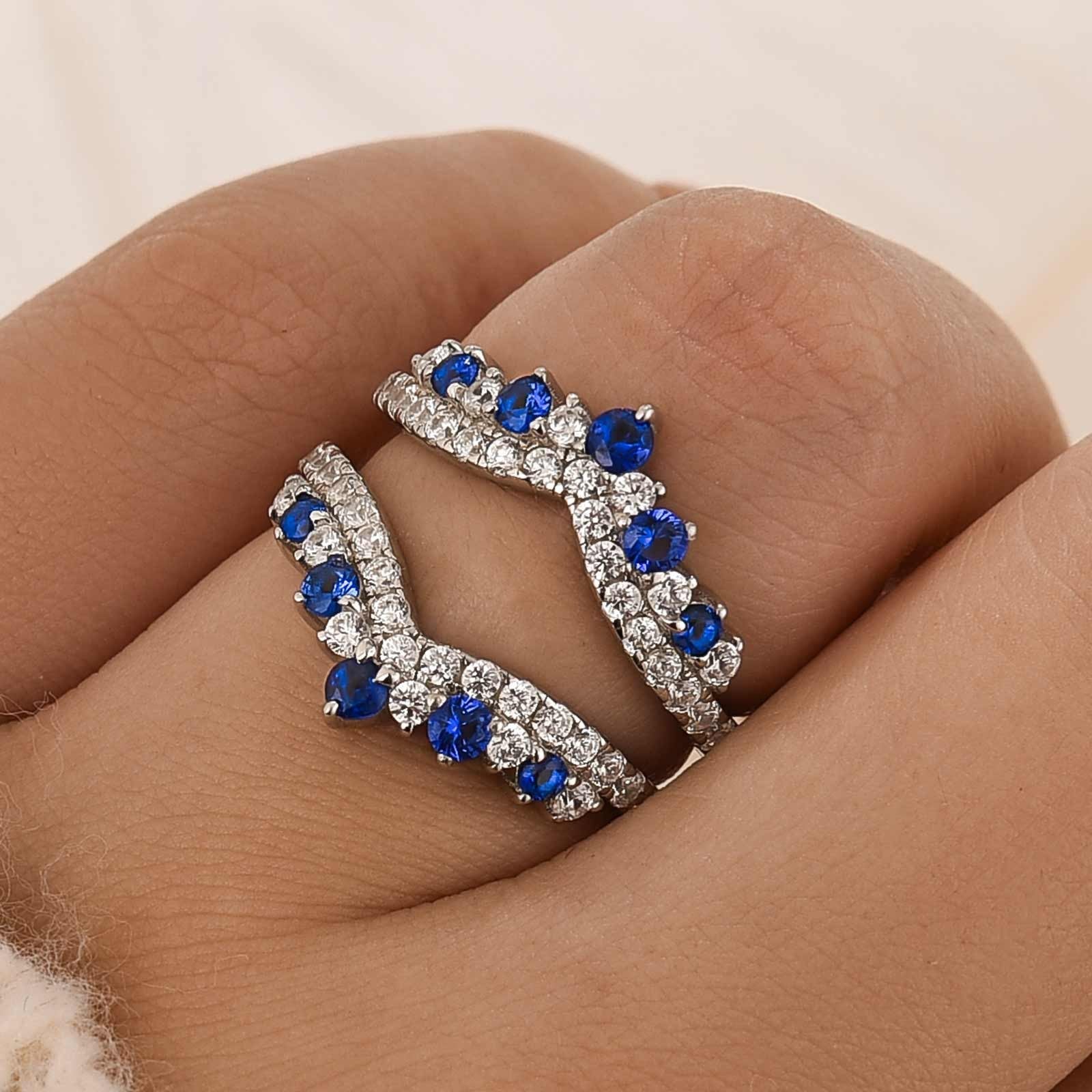 Pavé Full Eternity Blue & White Stone Enhancer Wedding Band