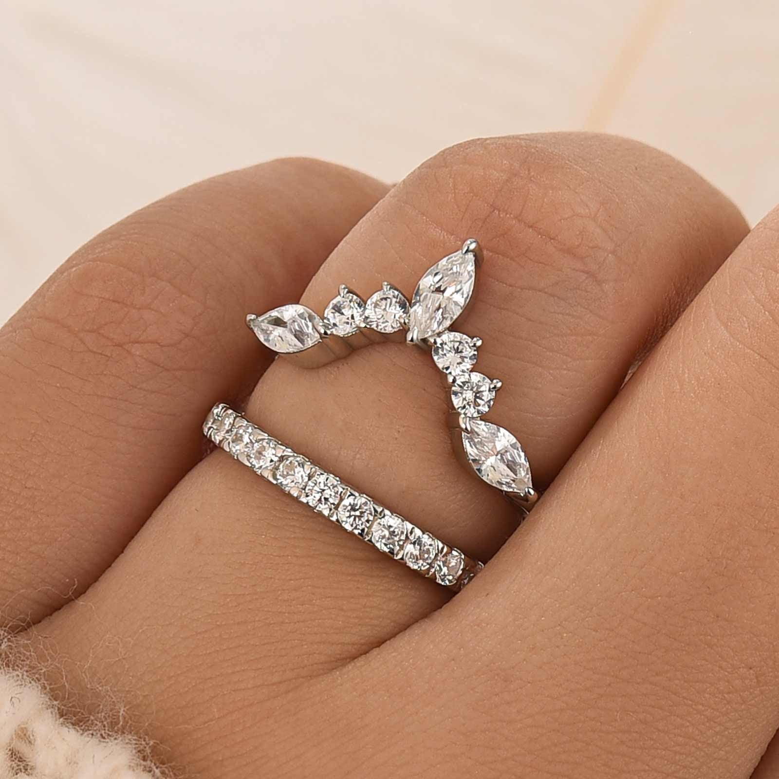 Pavé Full Eternity Marquise Cut & Round Cut Enhancer Wedding Band