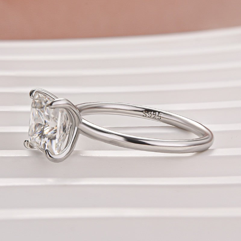 Moissanite 2.0 Ct Princess Cut Solitaire White Gold Promise Ring For Women