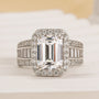 Louily Luxurious Emerald Cut Wide Engagement Ring In Sterling Silver - louilyjewelry
