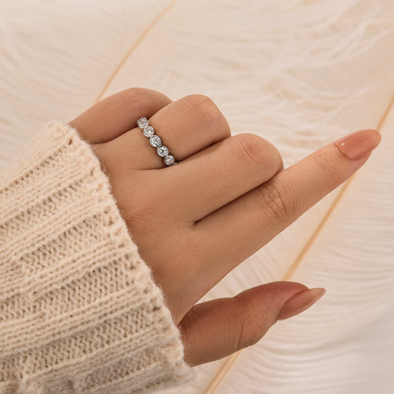 Elegant Round Cut Yellow Gold/white Gold Full Eternity Wedding Band Wedding Band