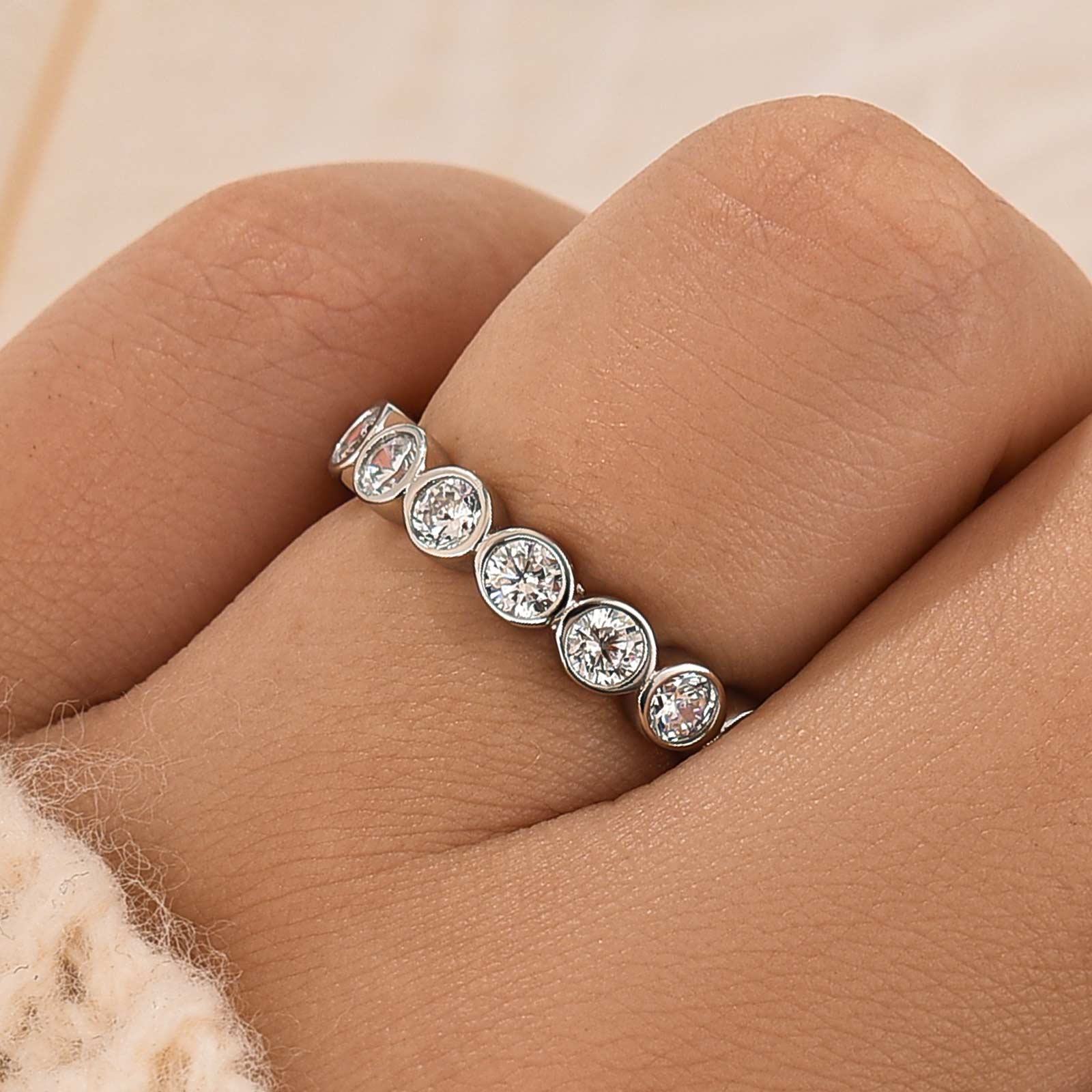 Elegant Round Cut Yellow Gold/white Gold Full Eternity Wedding Band Wedding Band