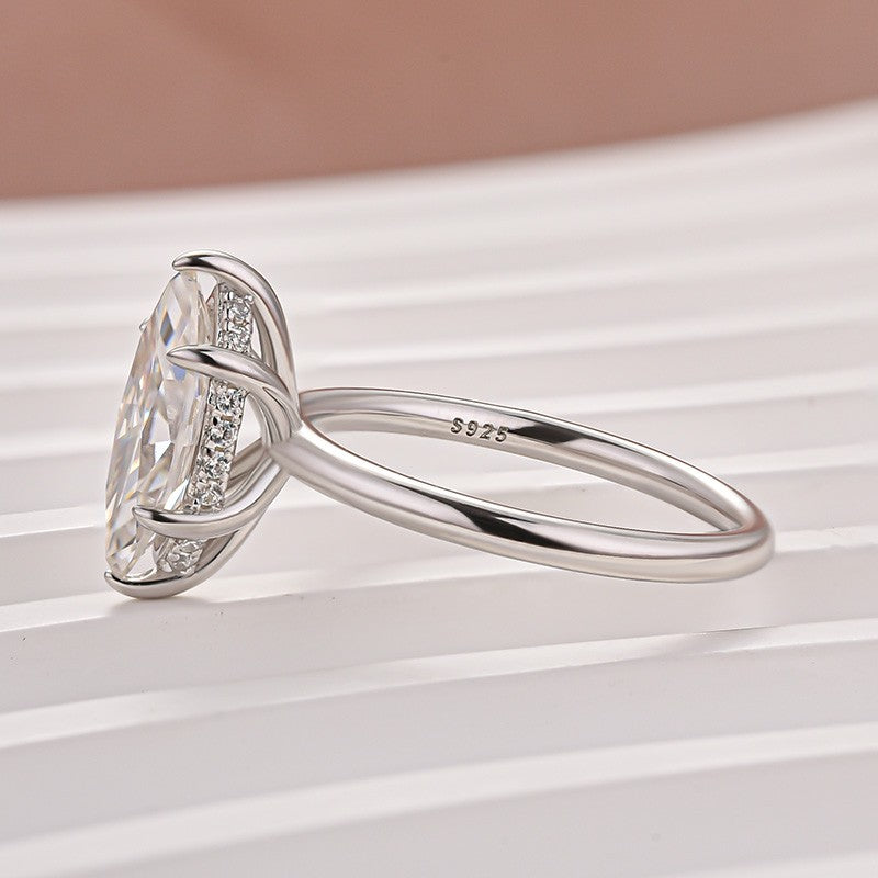 Moissanite 2.0 Ct Marquise Cut Solitaire White Gold Promise Ring For Women