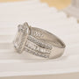 Louily Luxurious Emerald Cut Wide Engagement Ring In Sterling Silver - louilyjewelry
