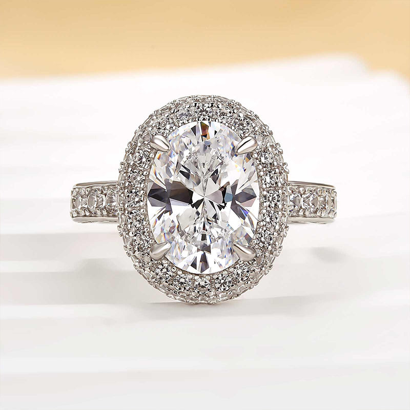 Louily Beautiful 3.0 Carat Double Halo Oval Cut White Gold Engagement Ring - louilyjewelry