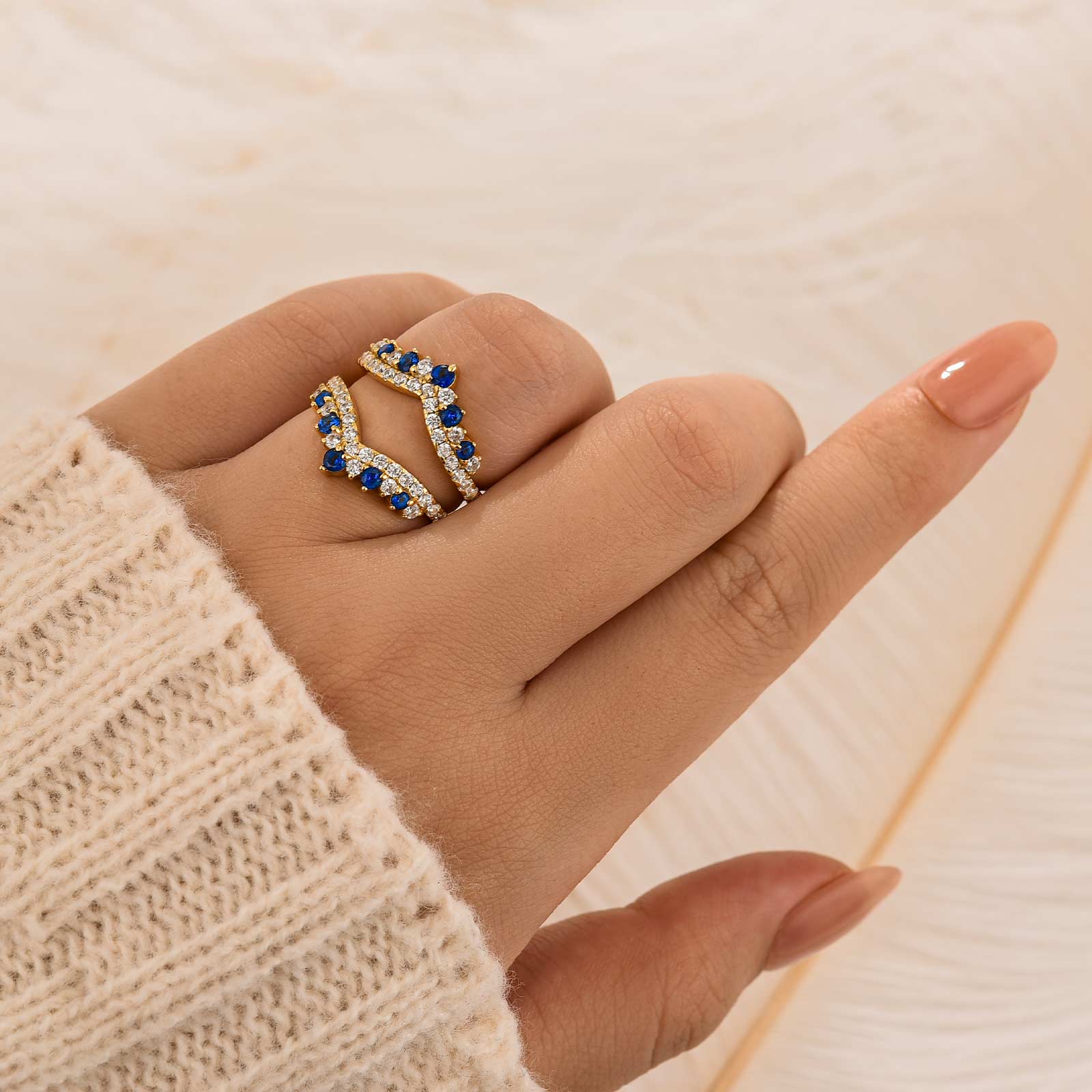 Pavé Full Eternity Blue & White Stone Enhancer Wedding Band