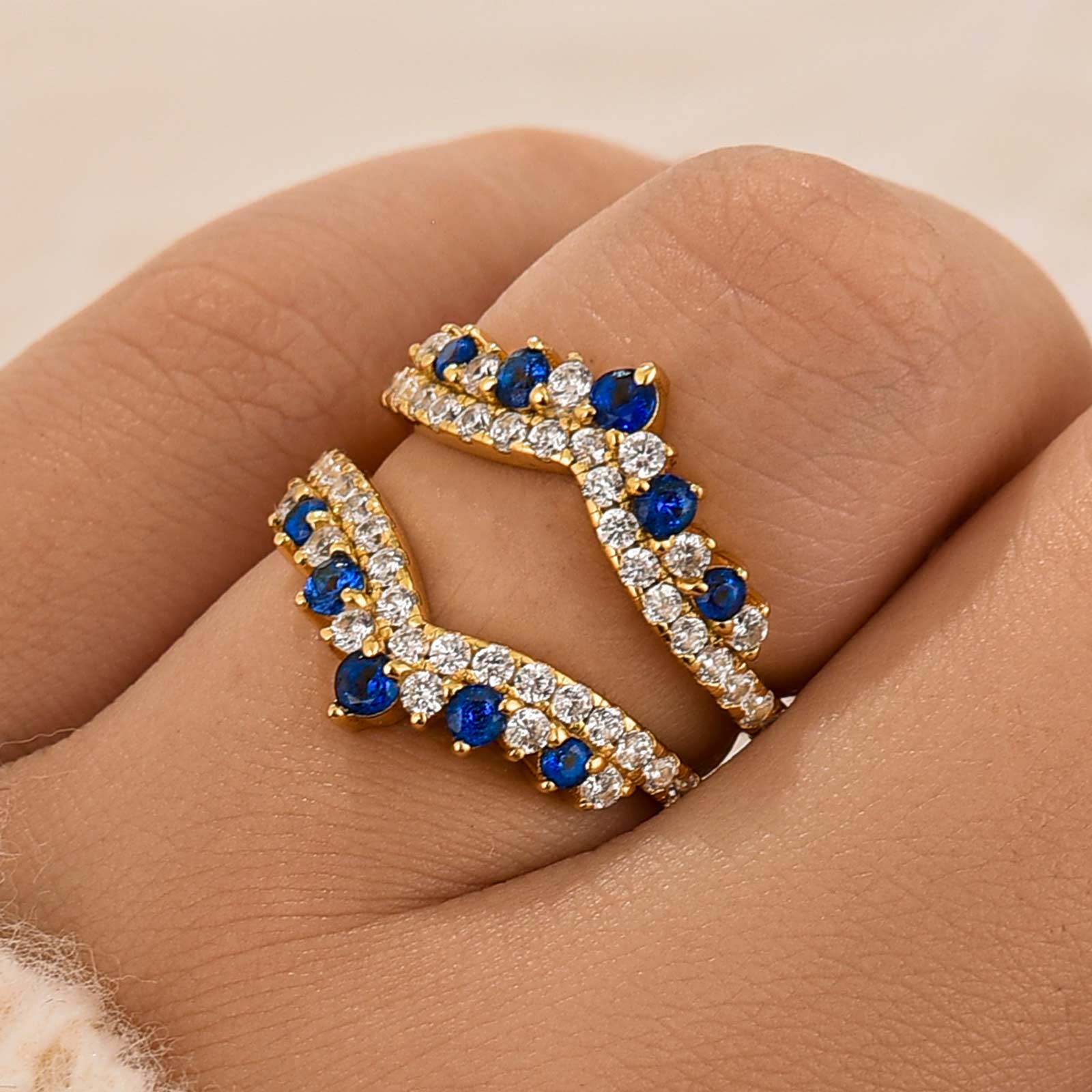 Pavé Full Eternity Blue & White Stone Enhancer Wedding Band