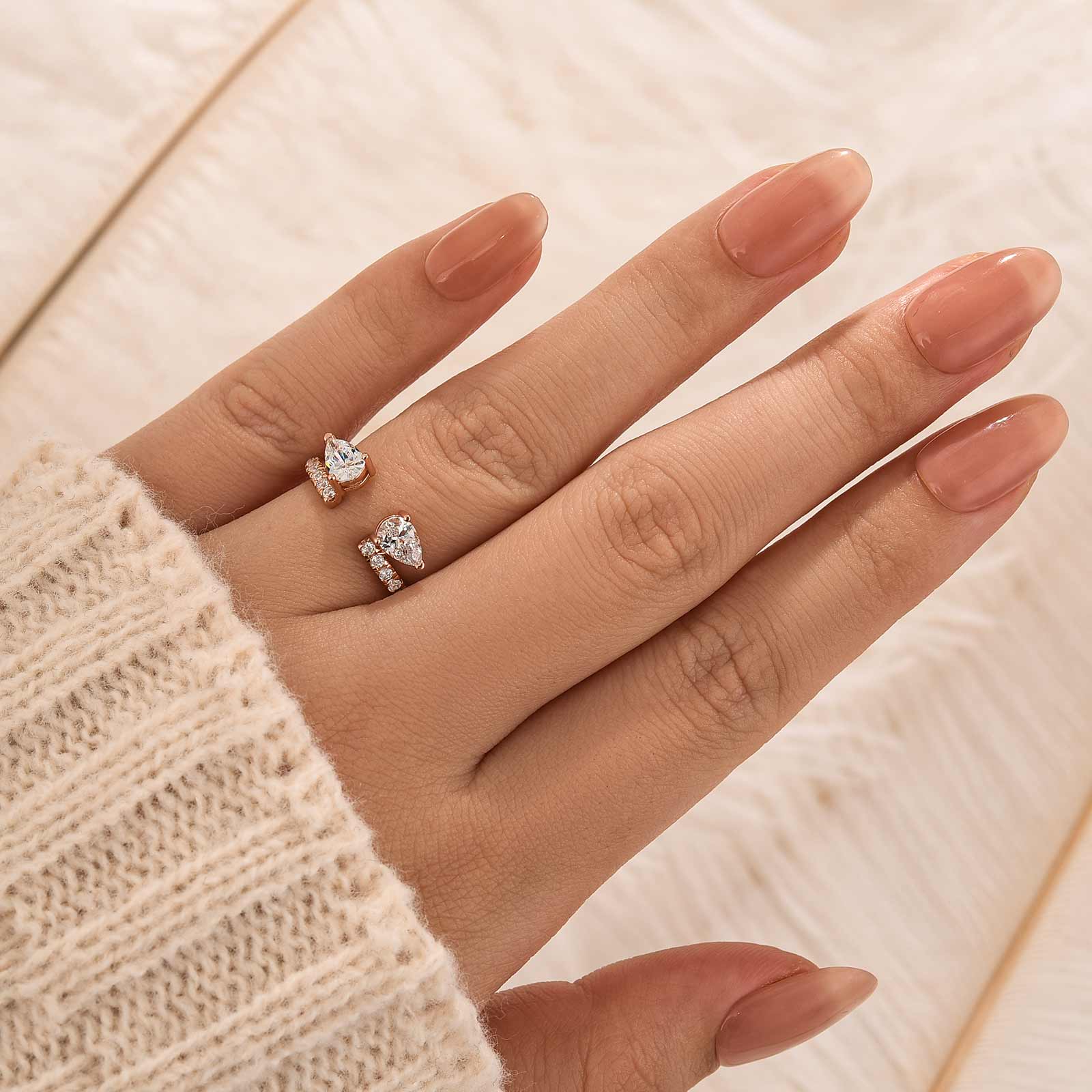 Louily Classic Pear Cut Open Wedding Band In Sterling Silver