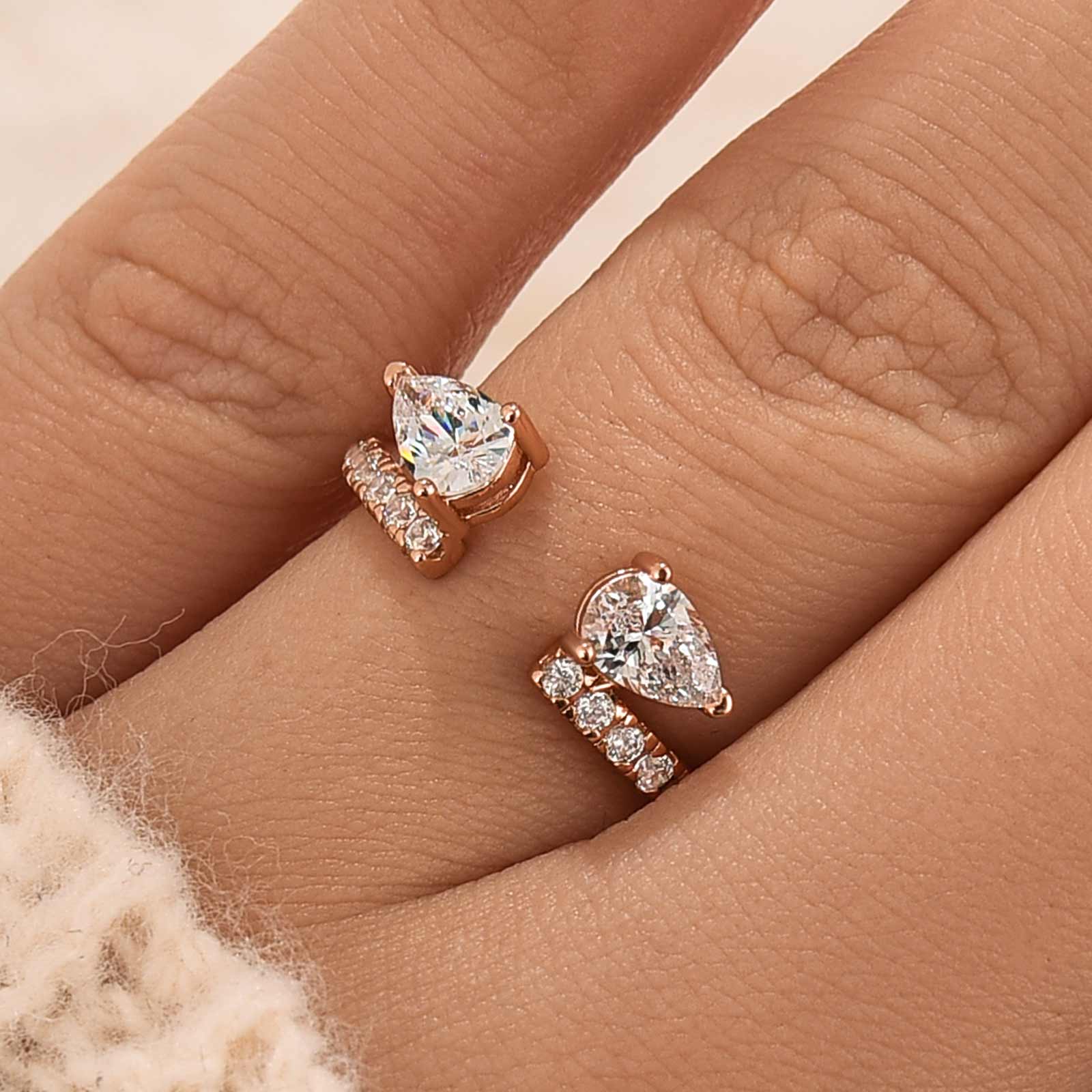 Louily Classic Pear Cut Open Wedding Band In Sterling Silver